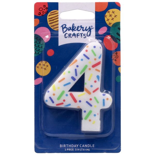 Rainbow Sprinkle Numeral Candles (4)