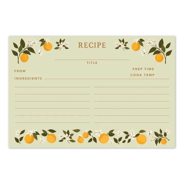 Orange Orchard Field Recipe Cards 4 x 6 (Set of 50)