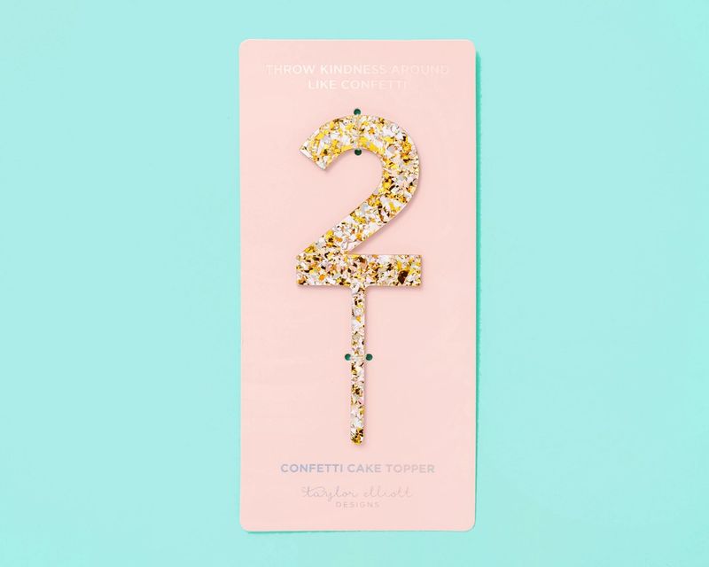Pearl Confetti Cake Topper "2"