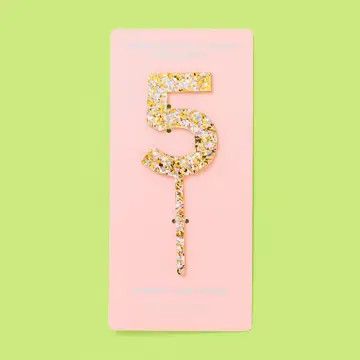 Pearl Confetti Cake Topper "5"