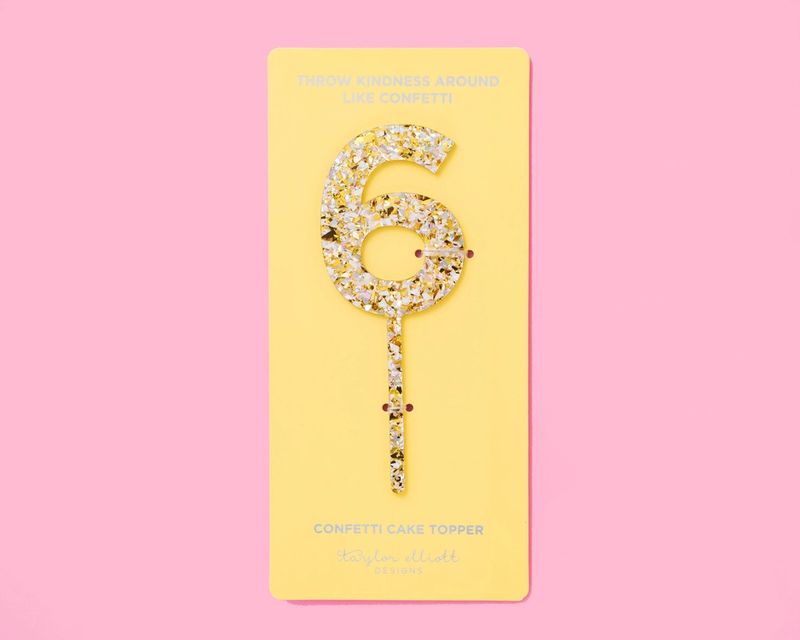 Pearl Confetti Cake Topper "6"