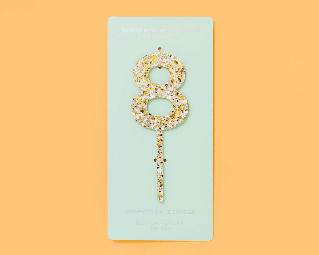 Pearl Confetti Cake Topper "8"