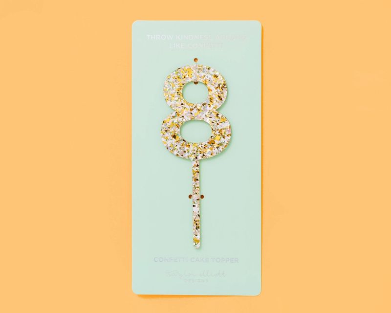 Pearl Confetti Cake Topper "8"