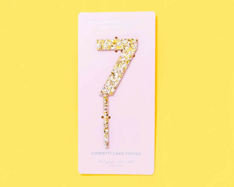 Pearl Confetti Cake Topper "7"
