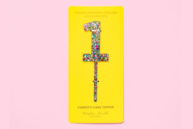 Colorful  Confetti Cake Topper "1"