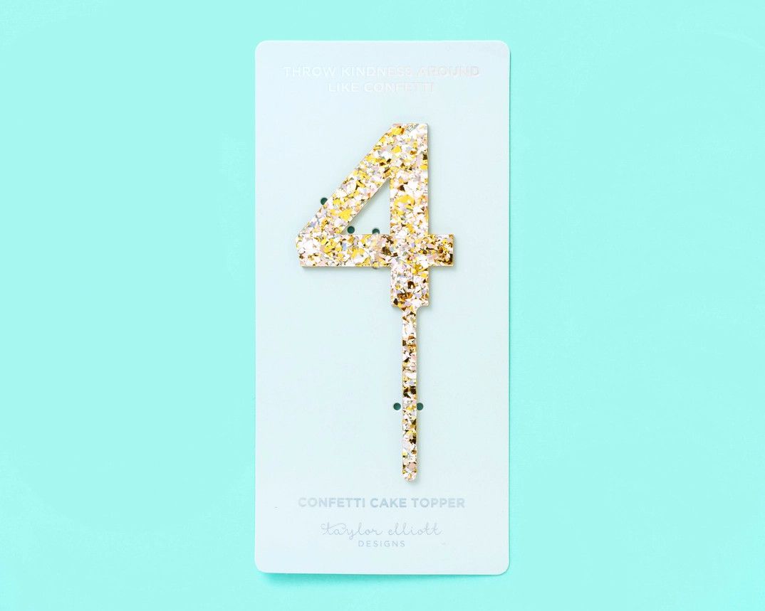Pearl Confetti Cake Topper "4"