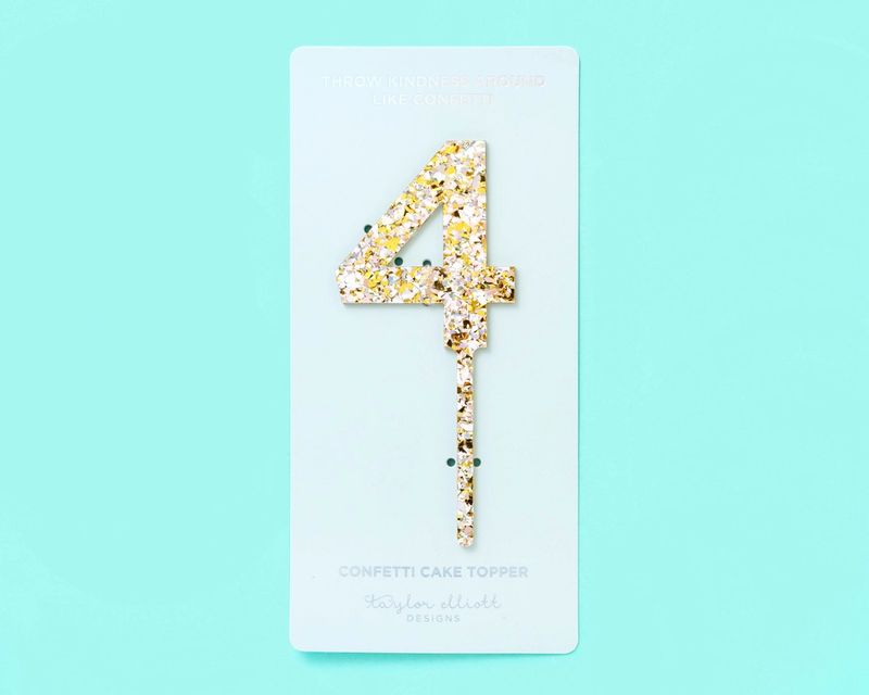 Pearl Confetti Cake Topper "4"