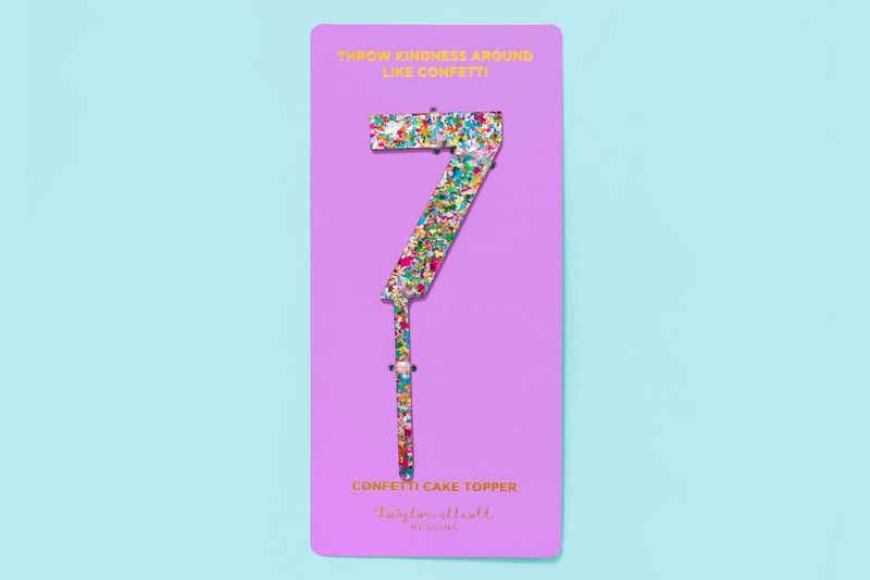 Colorful  Confetti Cake Topper "7"