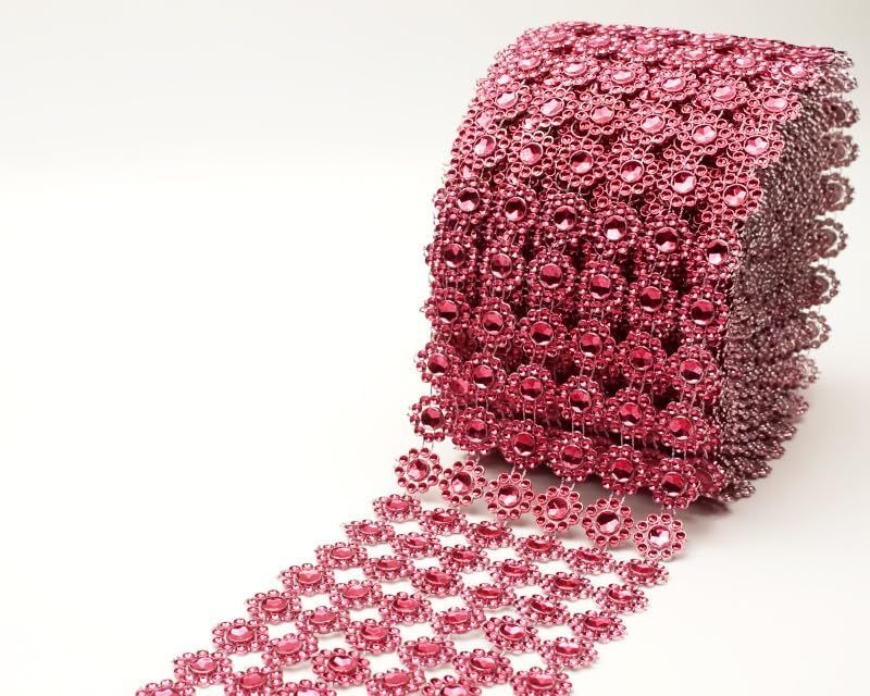Preimum Burgundy Rhinestone Diamond Mesh Ribbon (2 Feet X 4 Inch)