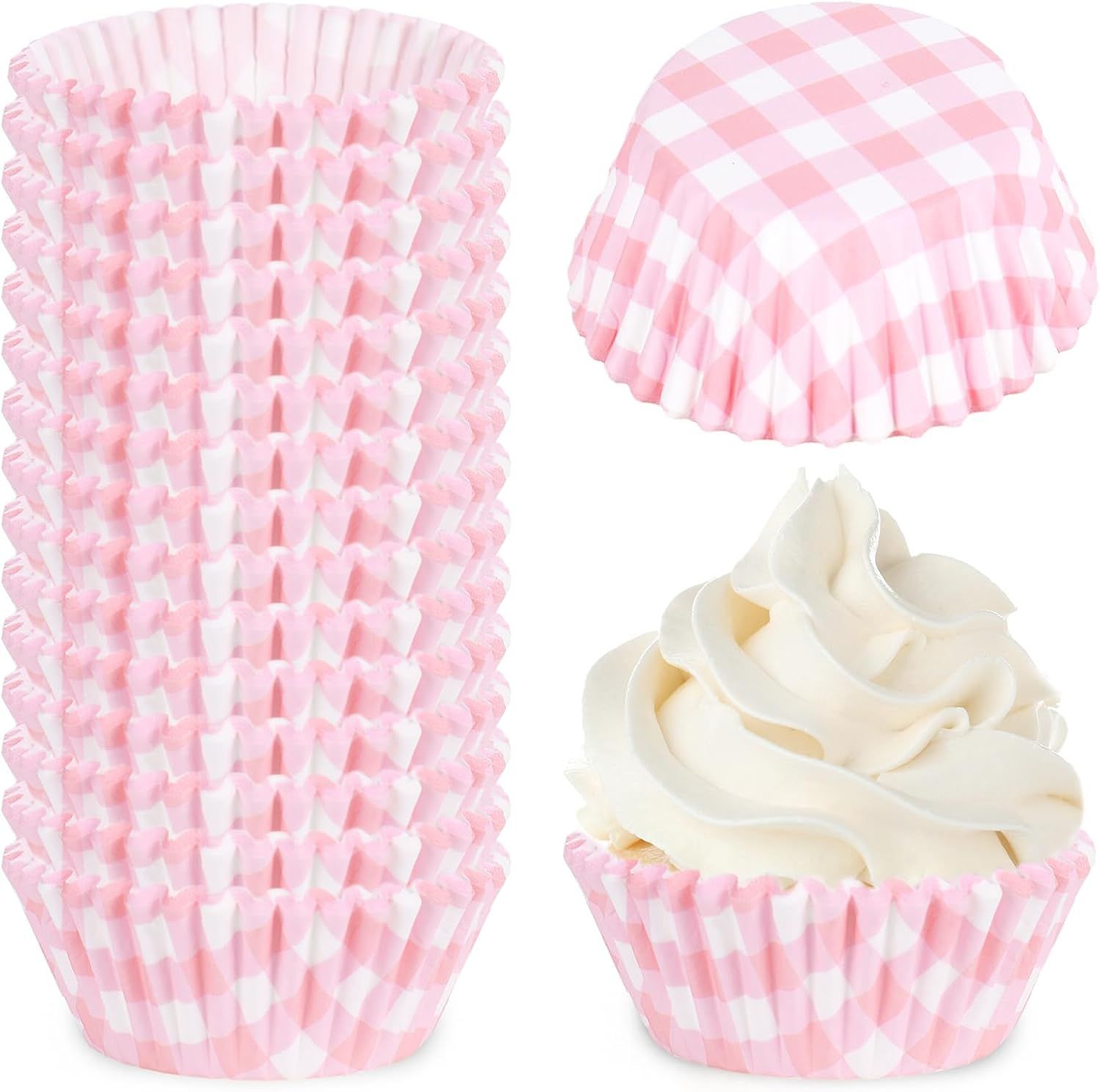 Pink Gingham Baking Cups (approx. 30 ct)