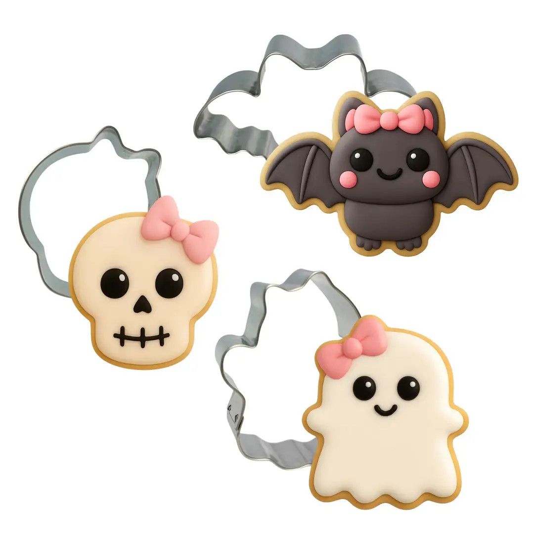 Spooky Cute Set (Bat, Skull, Ghost w/Bow)