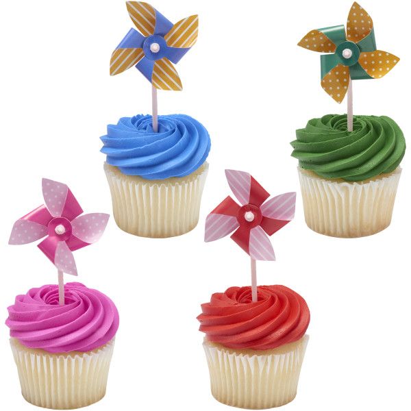 Pinwheel Cupcake/Cake Picks (6 Ct.)