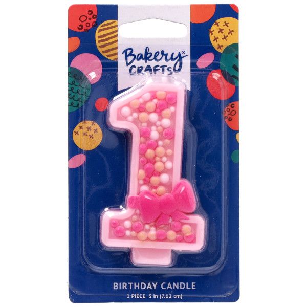 First Birthday Numeral Candle (Pink)