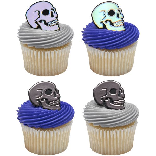 Metallic Skull Cupcake Rings (12ct)