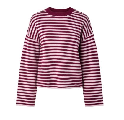 Jersey punto rayas burdeos y rosa