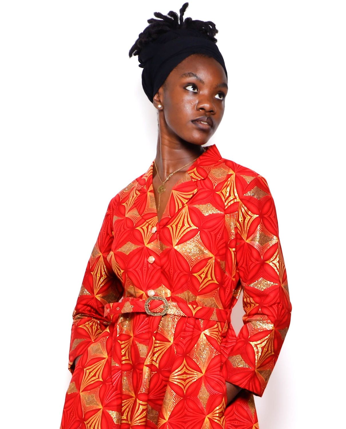 ​Robe volante imprimée wax brillant