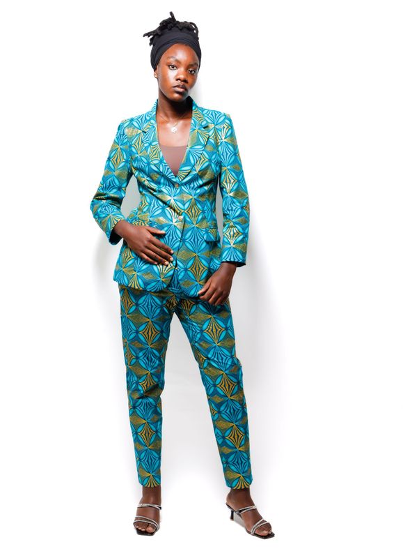 Ensemble tailleur imprimé Wax brillant – coupe moderne