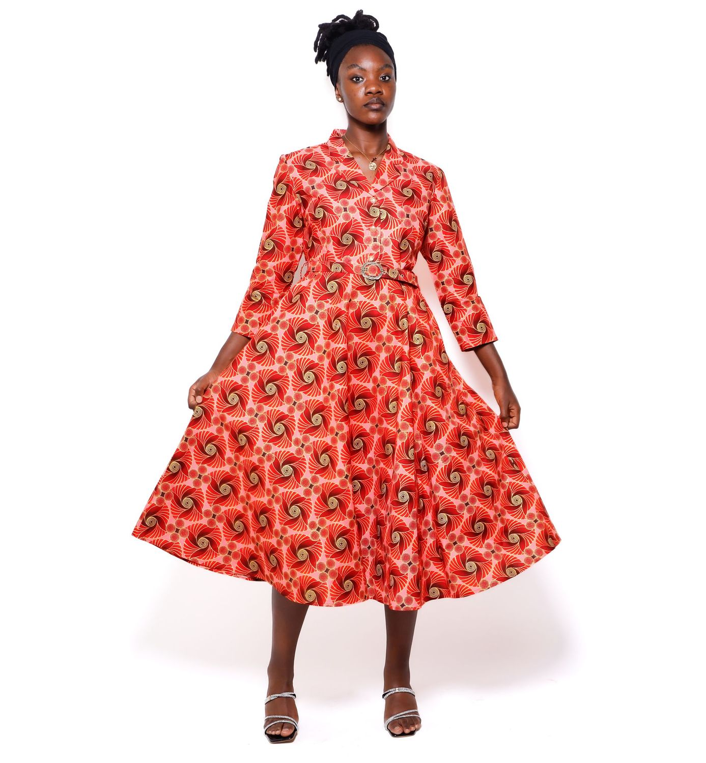 Robe volante imprimée wax motifs