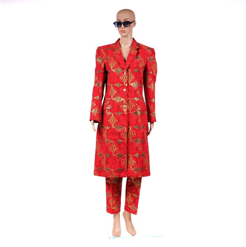 Ensemble tailleur veste longue rouge