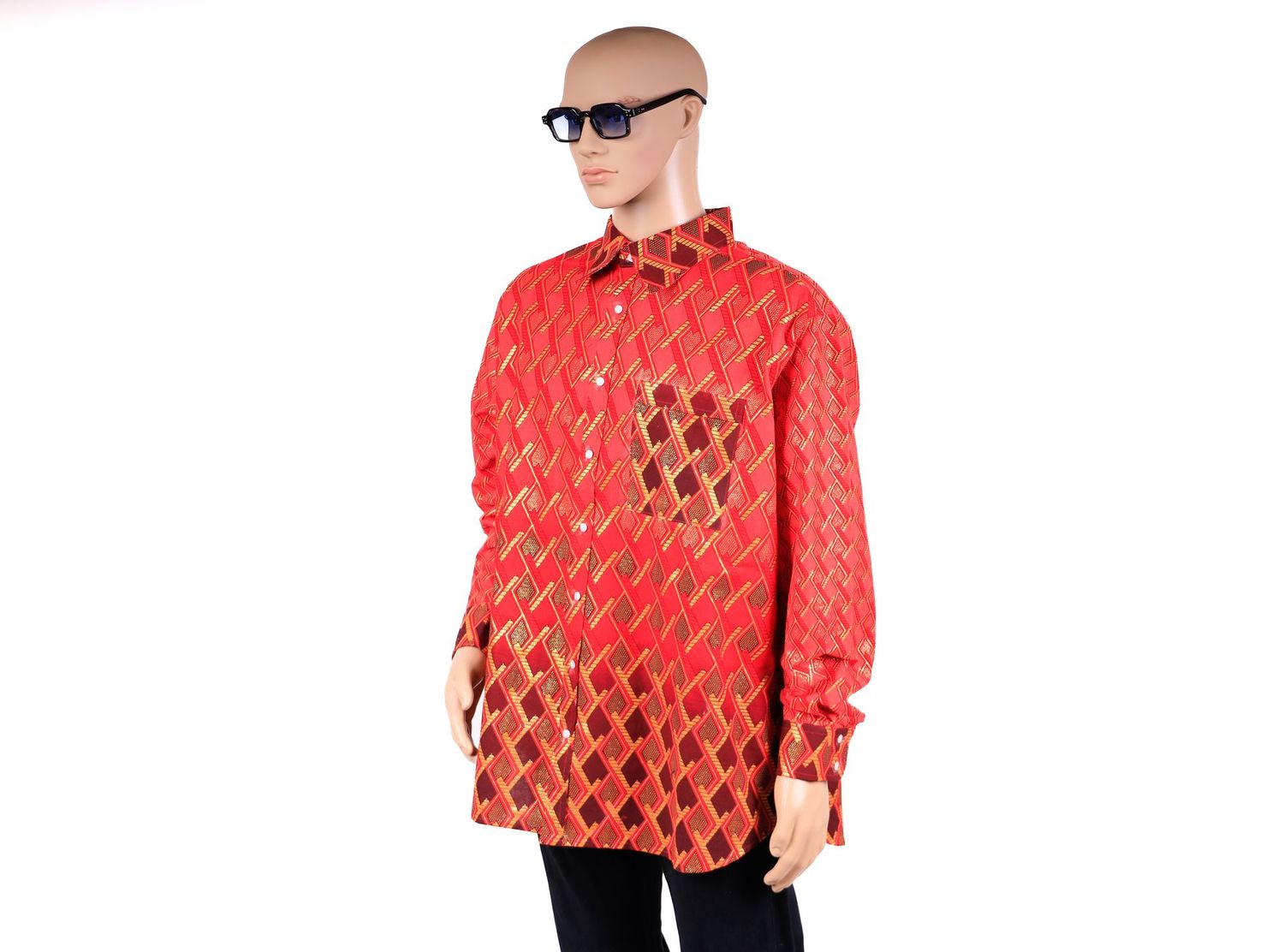Chemise rouge à motifs brillants