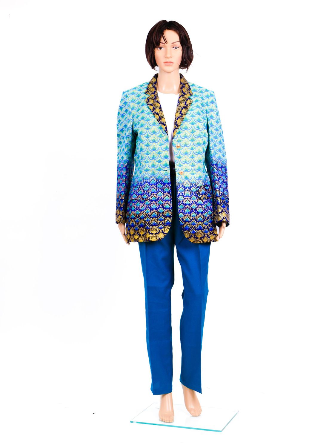 Veste nuances de vert-bleu-doré