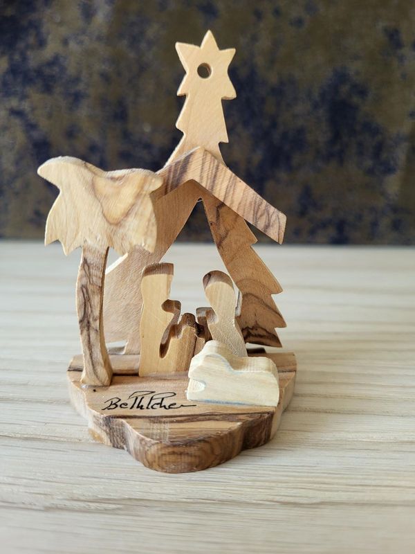 Nativité Stylisée fond Sapin étoilé