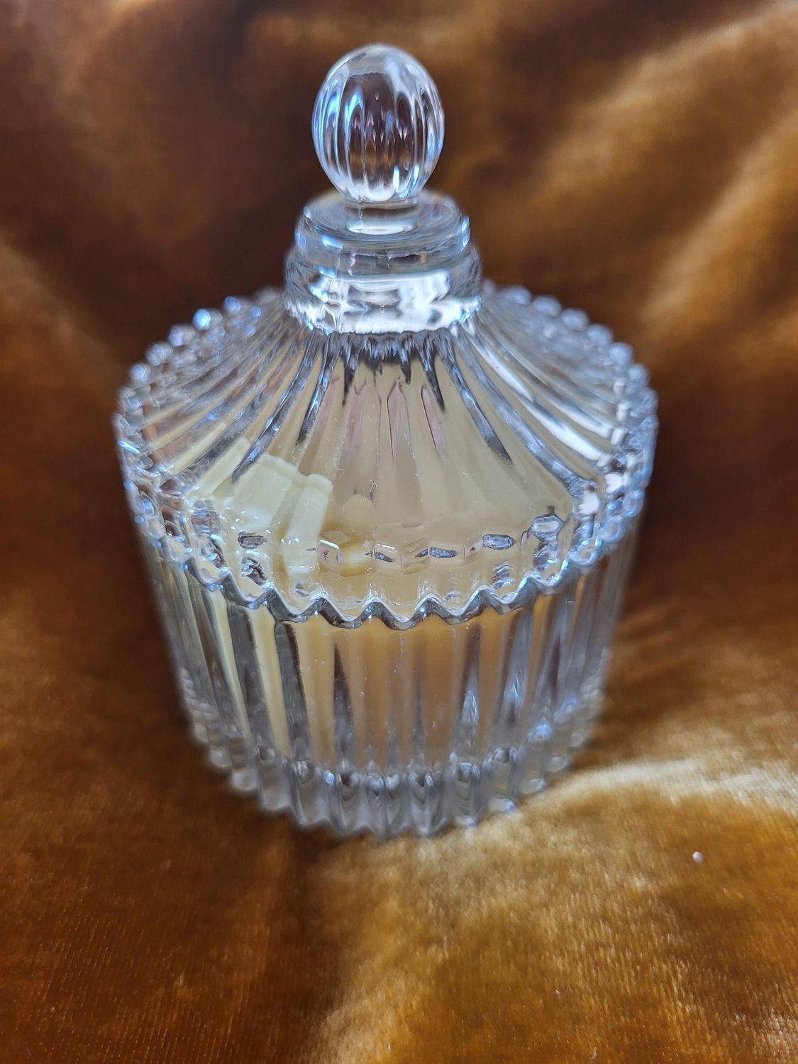 Bougie cire abeille contenant vintage