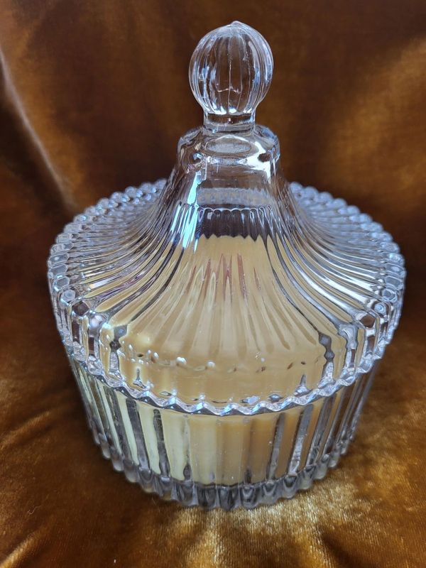 Bougie cire abeille contenant vintage