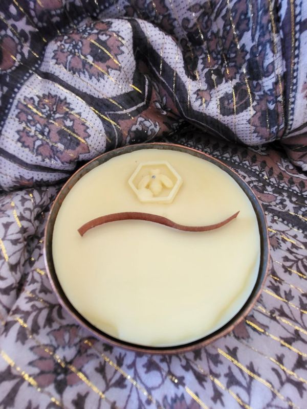 Bougie Cire Abeille contenant vintage