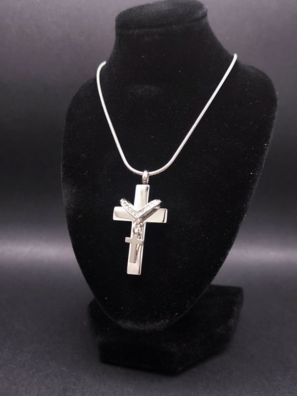Urnenschmuck / Trauerschmuck doppeltes Kreuz