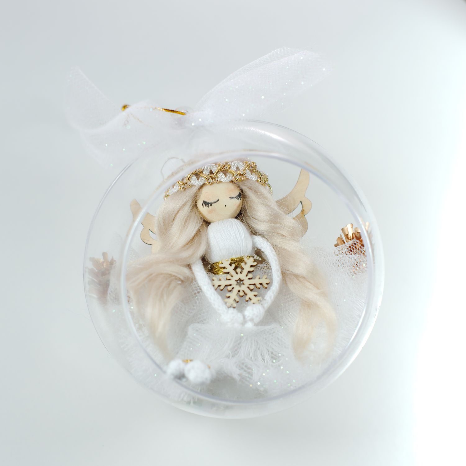 ✨ Ręcznie robiony aniołek w bombce – ok. 12 cm ✨