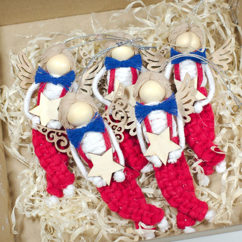 ✨ Zestaw 5 ręcznie robionych aniołków chłopięcych – ok. 16 cm ✨