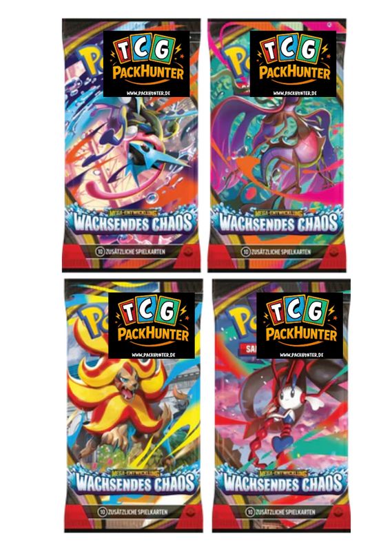 Pokemon - Wachsendes Chaos ME04 - Deutsch - 4 Booster Packs & PackHunter Toploader - Sammelkartenspiel
