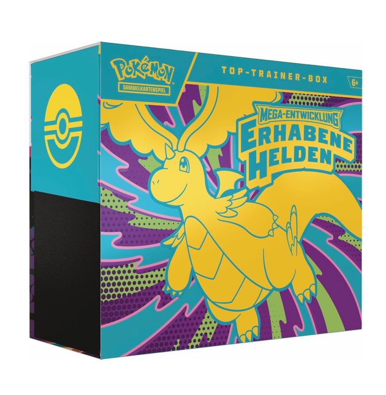 Pokemon Top-Trainer-Box Mega-Entwicklung – Erhabene Helden - Deutsch - & PackHunter Toploader - Sammelkartenspiel