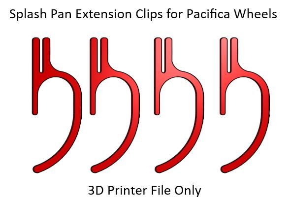 Digital 3D Printer File: Pacifica Splash Pan and Trimming Extension Clips
