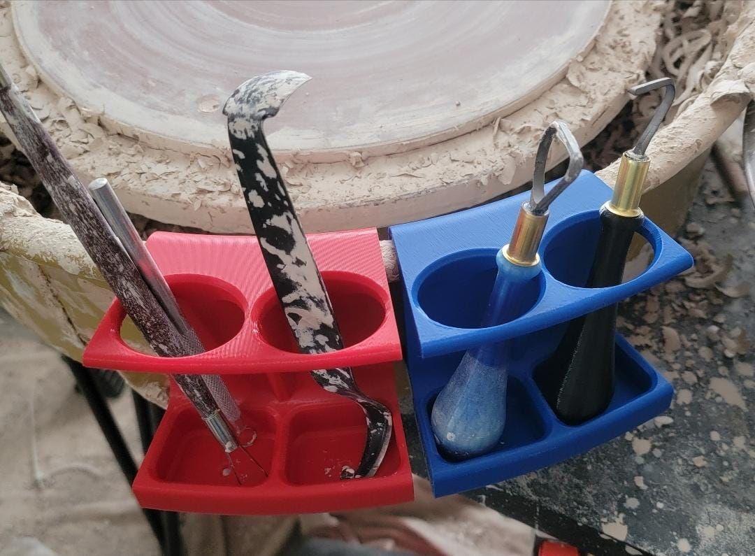 Dual Tool Holder and Accessory Tray for Pottery Wheel and Ceramics