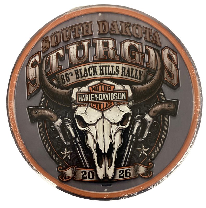 2026 Sturgis Harley-Davidson® 86th Old West Pistols Round Metal Sign