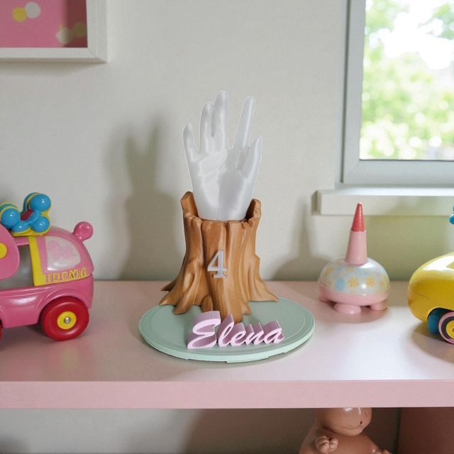 Gepersonaliseerd 3D-Handje op Design Voetstuk