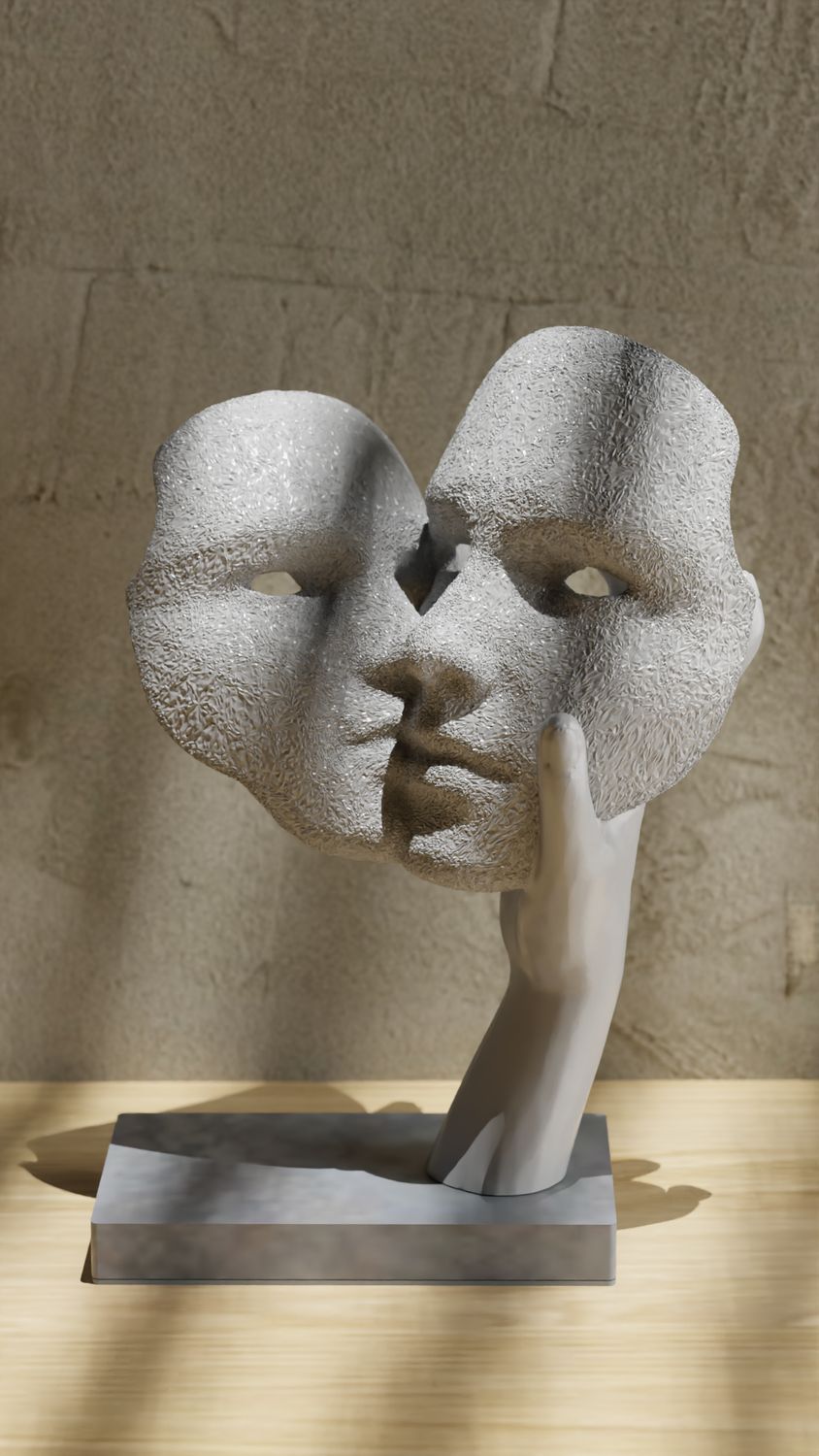 ? Twee Gezichten, Eén Gevoel – Sculpturaal Liefdesbeeldje ? Twee Gezichten, Eén Gevoel – Sculpturaal Liefdesbeeldje