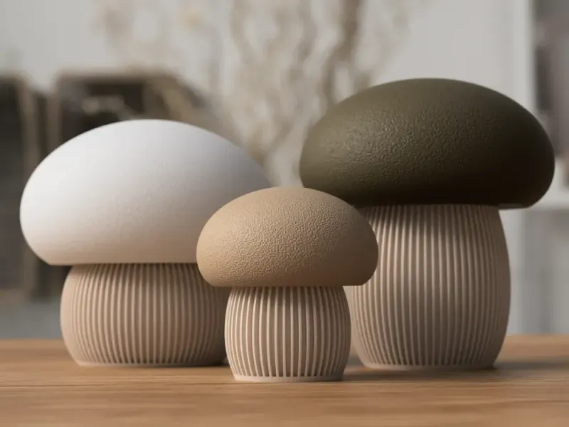 3D-geprinte Paddenstoel Opberger – Decoratieve Container in 3 Formaten