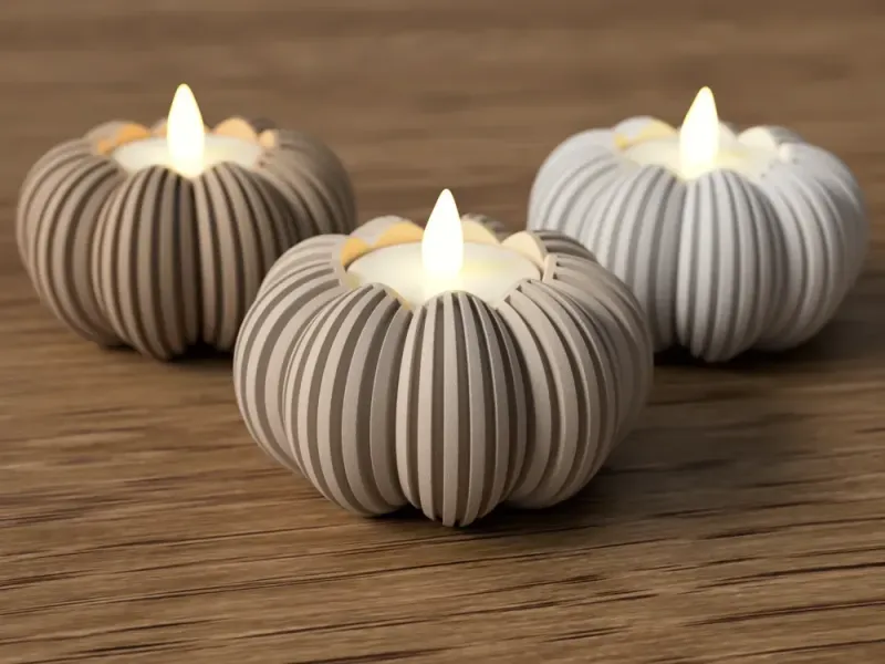 3D-geprint Sfeerlichtje – Geribbeld Design voor LED Theelichtje