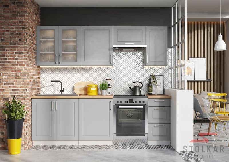 NOLA Hellgrau Matt / 1,8 m oder 2,4 m Breite – Classic Line System, ohne Arbeitsplatte