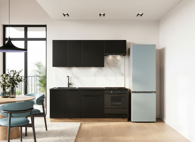 Küchenmöbel-Set IONA 2,0 in Schwarz Erbse (Modell DA), ohne Arbeitsplatte