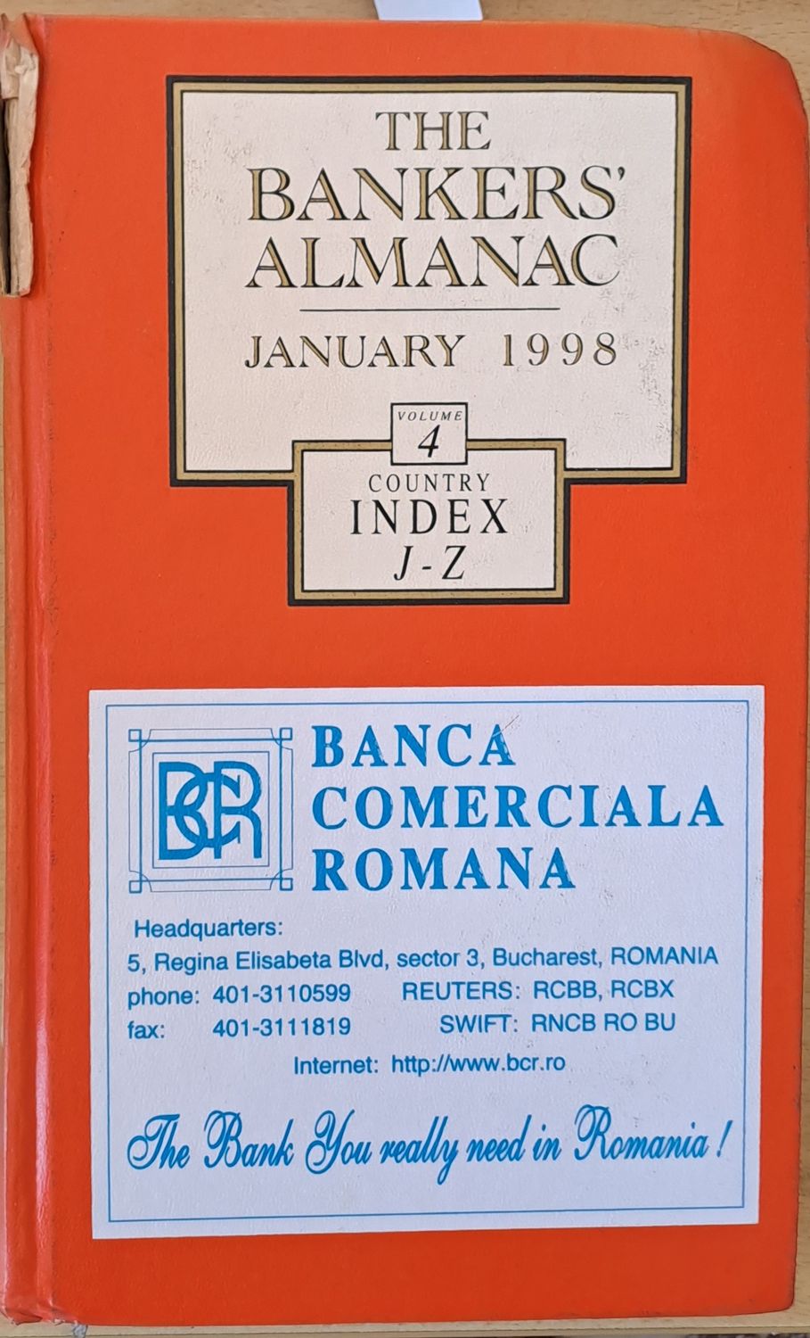 The Bankers&#39; Almanac. January 1998. Volume 4. Country Index J-Z