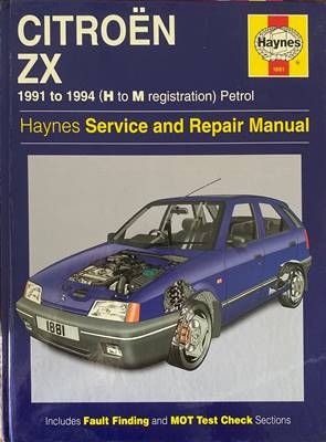 Citroën ZX 1991 to 1994 (H to M registration) Petrol Owners Workshop Manual