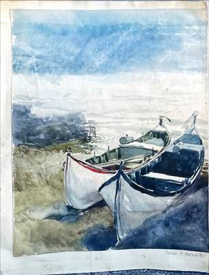 Картина акварел,молив хартия в рамка Картина акварел,молив хартия в рамка