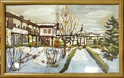 Картина акварел,картон в рамка