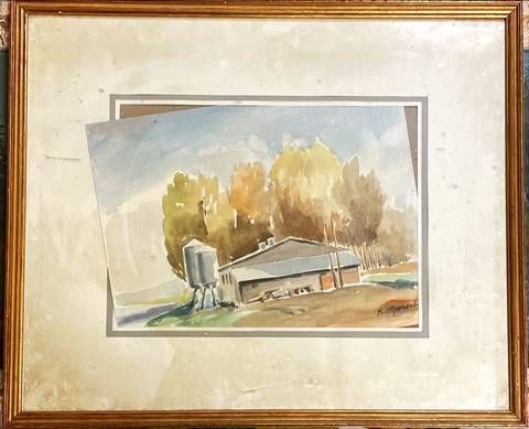 Картина акварел, хартия в рамка