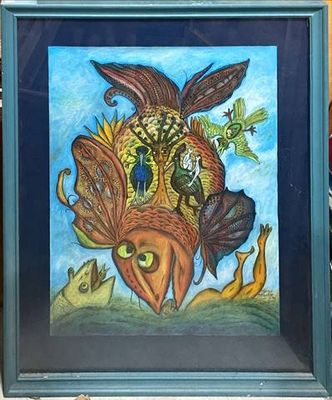 Картина пастел, картон в рамка Картина пастел, картон в рамка