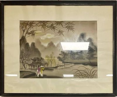 Картина акварел, хартия в рамка Картина акварел, хартия в рамка